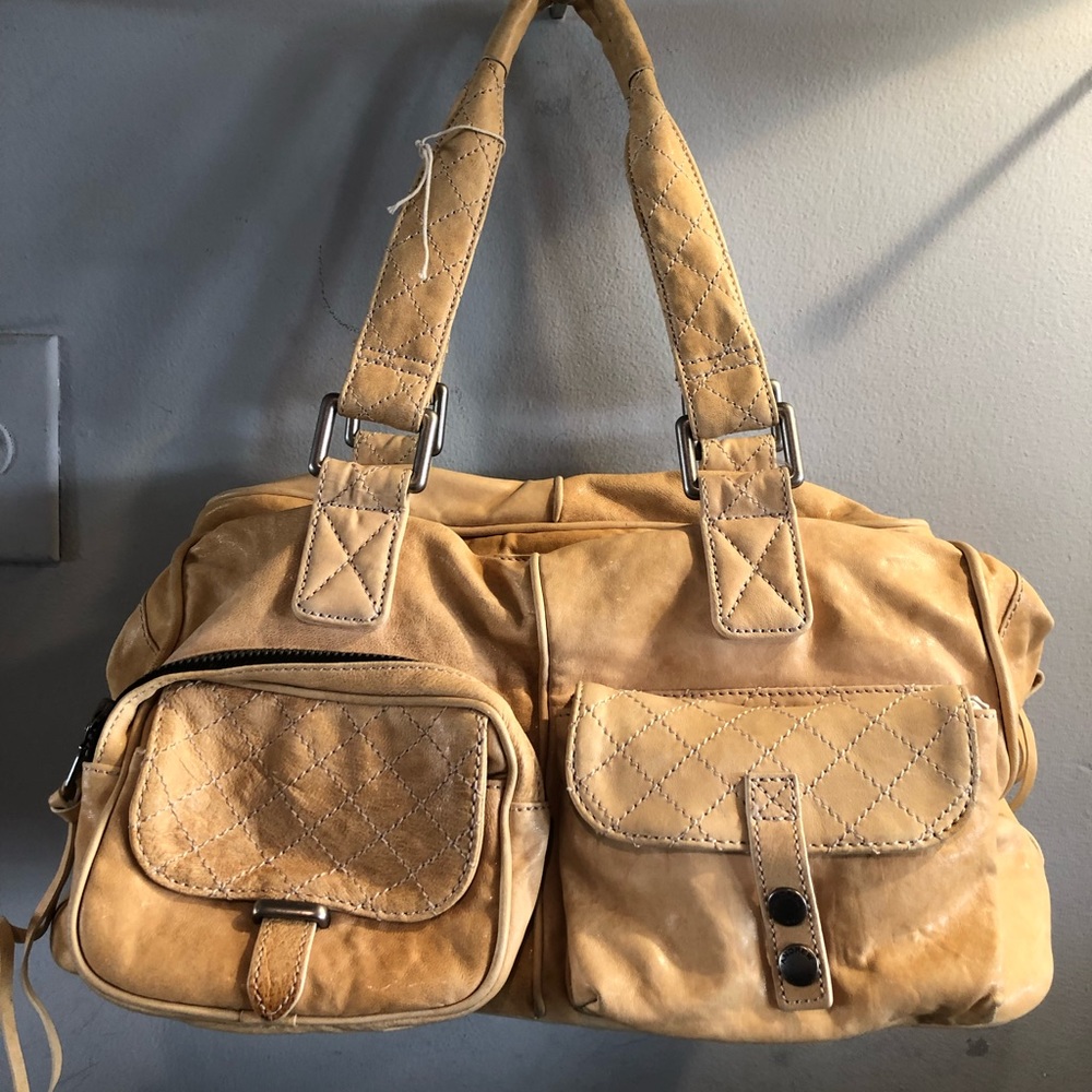 Cream Andrew Marc Weekender Purse